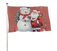 Bandiera con pupazzo di neve di Babbo Natale, 89 x 150 cm, stampa su entrambi i lati, bandiera decorativa da giardino, non sbiadisce, con occhielli in ottone da appendere, sfondo fotografico per
