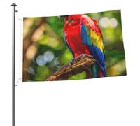 Bandiera con ramo di pappagallo ara, 60 x 90 cm, doppia faccia in poliestere da appendere con occhielli in metallo, resistente allo sbiadimento, leggera, per cortile, balcone, prato, feste