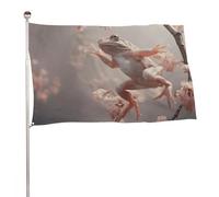 Bandiera con rana con testa bianca, 61 x 88,9 cm, stampa su entrambi i lati, bandiera decorativa da giardino, non sbiadisce, con occhielli in ottone, sfondo fotografico da appendere, per interni ed