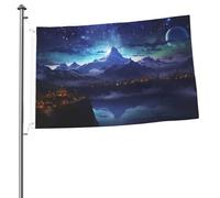 Bandiera con scena notturna fantasy, stampa su entrambi i lati, bandiera da giardino per esterni, bandiere per vacanze, banner regalo con occhielli sfondo fotografico per interni ed esterni