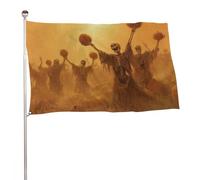 Bandiera con scheletri che ballano nella zucca, 9 x 1,5 m, bandiere da giardino all'aperto, decorazione per cortile, portico, prato, fattoria