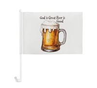 Bandiera con scritta in lingua inglese "God Is Great Beer Is Good", 20 x 30 cm, per auto, per donne e uomini