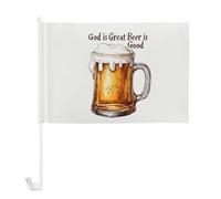 Bandiera con scritta in lingua inglese "God Is Great Beer Is Good", 30 x 45 cm, bandiera per auto, per donne e uomini