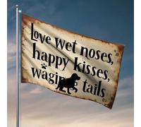 Bandiera con scritta "Man Cave Bar Love for Wet Noses, Happy Kisses, Wagging Tails", per camera da letto, ragazze, autunno giardino (60 x 90 cm)