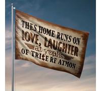 Bandiera con scritta "Man Cave Rules Home filled with love and laughter" per camera da letto (120 x 180 cm)