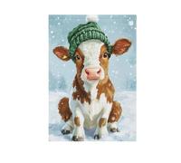Bandiera con scritta "Merry Christmas and New Year Seduta in The Green Knit Hat Home Garden Flag Double Sided Print Holiday Outdoor Decoration Banner per Yard Decor 71 x 101 cm