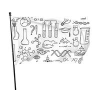 Bandiera con simboli scientifici da 0,6 x 1,5 m, striscione per sport all'aria aperta, resistente allo sbiadimento, in poliestere, con 2 occhielli in ottone, per interni ed esterni, decorazione per la