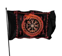 Bandiera con simbolo mistico vichingo, striscione con stampa in poliestere raffigurante la mitologia norrena, stampa monofacciale, decorazione per feste per interni ed esterni