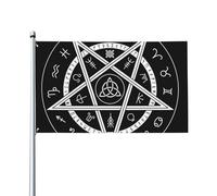 Bandiera con simbolo occulto celtico, Wicca, magia, pentagramma, cerchio, decorazione per balcone, 3x5 piedi, bandiera iconica