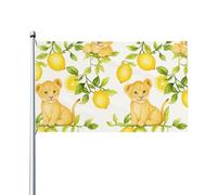 Bandiera con simpatico cucciolo di leone e limone, 3x5 piedi, per esterni, cortile, giardino, prato, decorazione natalizia, taglia unica