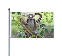 Bandiera con stampa di lemure dalla coda ad anello, 9,1 x 1,5 m, decorazione per feste, con occhielli, adatta per uso interno ed esterno