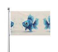 Bandiera con stampa di un simpatico pesce blu, 3x5 piedi, perfetta per prati, balconi, corridoi, feste e altro ancora.