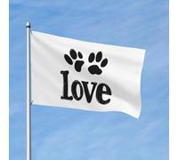 Bandiera con stampa di zampa d'amore, 9 x 1,5 m su entrambi i lati, graziosa bandiera da giardino per casa, cortile, esterni, interni, vacanze, feste decorative