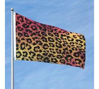 Bandiera con stampa leopardata a stella da 0,8 x 0,9 m su entrambi i lati, nessuna dissolvenza, bandiera da giardino di benvenuto, bandiera da giardino con ottone per esterni, decorazione per cortile