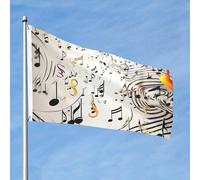 Bandiera con stampa note musicali, 0,6 x 0,9 m, doppia faccia, non sbiadisce, bandiera da giardino di benvenuto, bandiera da giardino con ottone per esterni, decorazione per cortile, portico, prato