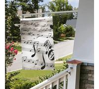 Bandiera con stampa note musicali, 6 x 0,9 m, per esterni e interni, primavera, estate, autunno, inverno, giardino, con occhiello, verticale, su entrambi i lati, per decorazioni da cortile