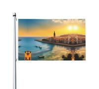 Bandiera con stampa tramonto a Barcellona per feste all'aperto (91,4 x 152,4 cm) - ideale per giardino, cortile e decorazioni natalizie