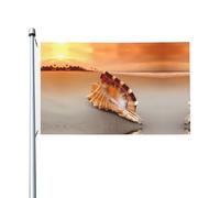 Bandiera con stampa tramonto sul mare, con conchiglia, 9,1 x 1,5 m, con occhielli, adatta per interni ed esterni