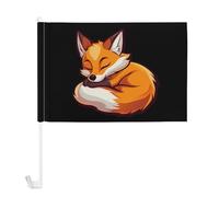Bandiera con stampa volpe che dorme 30 x 45 cm bandiere auto per finestra banner segno per donne uomini