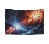 Bandiera con stelle dello spazio esterno con 4 occhielli, bandiere su un lato in poliestere resistente, striscioni resistenti alle intemperie per dormitori, feste, riprese, festival, decorazione 88,9