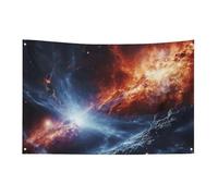 Bandiera con stelle dello spazio esterno con 4 occhielli, bandiere su un lato in poliestere resistente, striscioni resistenti alle intemperie per dormitori, feste, riprese, festival, decorazione 152,4