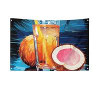Bandiera con succo di cocco, 88,9 x 150 cm, non sbiadisce, bandiera di benvenuto da giardino, cortile, casa, cartello decorativo per interni ed esterni, striscione per feste e decorazioni per la casa