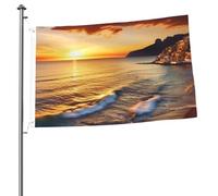Bandiera con tramonto sul mare, 0,6 x 0,9 m, stampa su entrambi i lati, bandiere da giardino, bandiera da cortile per esterni, bandiere per vacanze, banner regalo con occhielli sfondo fotografico per