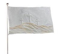 Bandiera con tre croci sulla collina, 0,9 x 1,5 m, bandiere da giardino per esterni, decorazione per cortile, portico, prato, fattoria