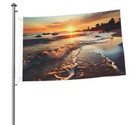 Bandiera con vista del tramonto sulla spiaggia da 0,9 x 0,9 m stampa su entrambi i lati bandiera da giardino bandiere di benvenuto per esterni bandiera per esterni banner per interni cortile