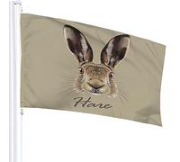 Bandiera Coniglio 4x6 FT Simpatico Animale Selvatico Coniglietto Lepre con Piuma Marrone per Pasqua Bandiere da Esterno Grande Benvenuto Cortile Striscioni Casa Giardino Cortile Prato Decor