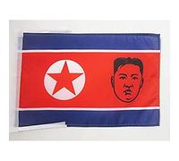 BANDIERA COREA DEL NORD CON KIM JONG-UN 45x30cm - BANDIERINA NORDCOREANA 30 x 45 cm cordicelle - AZ FLAG
