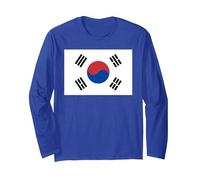 Bandiera Corea del Sud Maglia a Manica, Unisex per Adulti, Blu Reale, XL