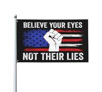 Bandiera "Credi nei tuoi occhi, le loro bugie" - Sconfiggi di n la menzogna - Bandiere pro-immigrati - Cartello da giardino 3x5 piedi