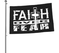 Bandiera cristiana con croce "Fede contro la paura" 2x3 piedi, bandiere luminose
