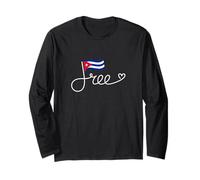 Bandiera Cuba Gratis - libertà Cubana Word Art Maglia a Manica