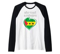 Bandiera Cuore Sao Tomé e Principe Maglia con Maniche Raglan