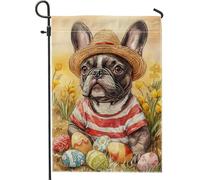 Bandiera Cute Bunny Easter Colorful Eggs and Flowers Resistente alle Intemperie Bandiere da Balcone Classica Bandierine per Celebrazione Giardino 30x45cm