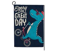 Bandiera Cute Dinosaur On Bicycle Personalizzata Bandiere Stampa Flag per Conferenza Interno 30x45cm