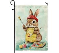 Bandiera Cute Spring Bunny Colorful Rabbit Easter Doppia Cucitura Bandiere Rinforzo Bandierine per Celebrazione Ristoranti 30x45cm