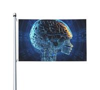 Bandiera da 0,9 x 1,5 m Bandiera per esterni Intelligenza Artificiale Bandiera Cervello 200D Pesante Benvenuto Yard Bandiere Poliestere Yard Grandi Bandiere per Interni ed Esterni Decorazione