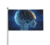Bandiera da 0,9 x 1,5 m Bandiera per esterni Intelligenza Artificiale Bandiera Cervello 200D Pesante Benvenuto Yard Bandiere Poliestere Yard Grandi Bandiere per Interni ed Esterni Decorazione