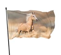 Bandiera da 0,9 x 1,5 m con cavallo giallo che corre in colori vivaci per sport all'aria aperta, resistente allo sbiadimento, bandiera da cortile in poliestere con 2 occhielli in ottone, per interni