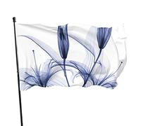 Bandiera da 0,9 x 1,5 m con fiori blu ad acquerello dai colori vivaci per sport all'aria aperta, resistente allo sbiadimento, bandiera da cortile in poliestere con 2 occhielli in ottone, per interni