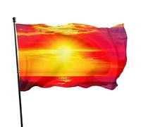 Bandiera da 0,9 x 1,5 m con tramonto spiaggia natura colori vivaci banner sport all'aperto, resistente allo sbiadimento, bandiera da cortile in poliestere con 2 occhielli in ottone per interni ed