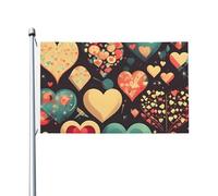 Bandiera da 0,9 x 1,5 m, decorazione per esterni, bandiera a forma di cuore, bandiera a fiori 200D, pesanti bandiere di benvenuto da cortile, in poliestere, bandiere di grandi dimensioni, per interni