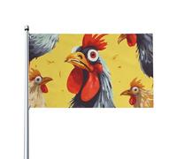 Bandiera da 0,9 x 1,5 m, decorazione per esterni, bandiera artistica con pittura di pollo, 200D, pesanti bandiere di benvenuto da cortile in poliestere, bandiere grandi per interni ed esterni