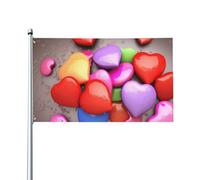 Bandiera da 0,9 x 1,5 m, decorazione per esterni, bandiera con cuori d'amore, bandiera 200D, pesante bandiere di benvenuto da cortile, in poliestere, grandi bandiere per interni ed esterni