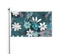 Bandiera da 0,9 x 1,5 m, decorazione per esterni, bandiera floreale grigia e bianca, 200D, pesanti bandiere di benvenuto da cortile, in poliestere, bandiere per cortile, grandi bandiere per interni ed