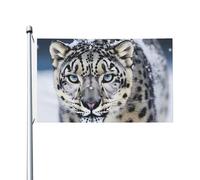 Bandiera da 0,9 x 1,5 m, decorazione per esterni, bandiera leopardo delle nevi dagli occhi azzurri, bandiera 200D pesante di benvenuto bandiere da cortile in poliestere bandiere da cortile grandi