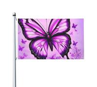 Bandiera da 0,9 x 1,5 m, decorazione per esterni, bandiera viola a farfalla 200D, pesanti bandiere di benvenuto da cortile in poliestere bandiere da cortile grandi bandiere per interni ed esterni
